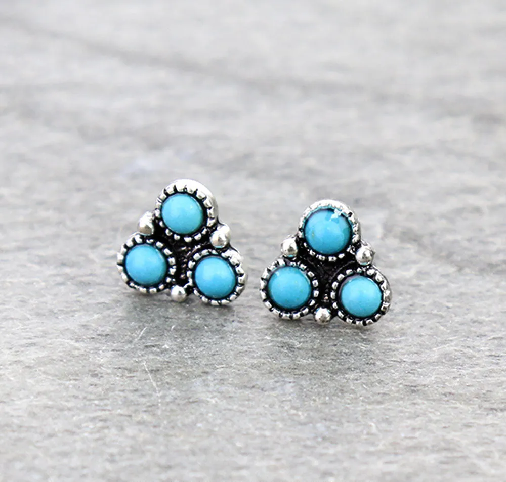 Axel Petite Triple Round Stone Post Earrings