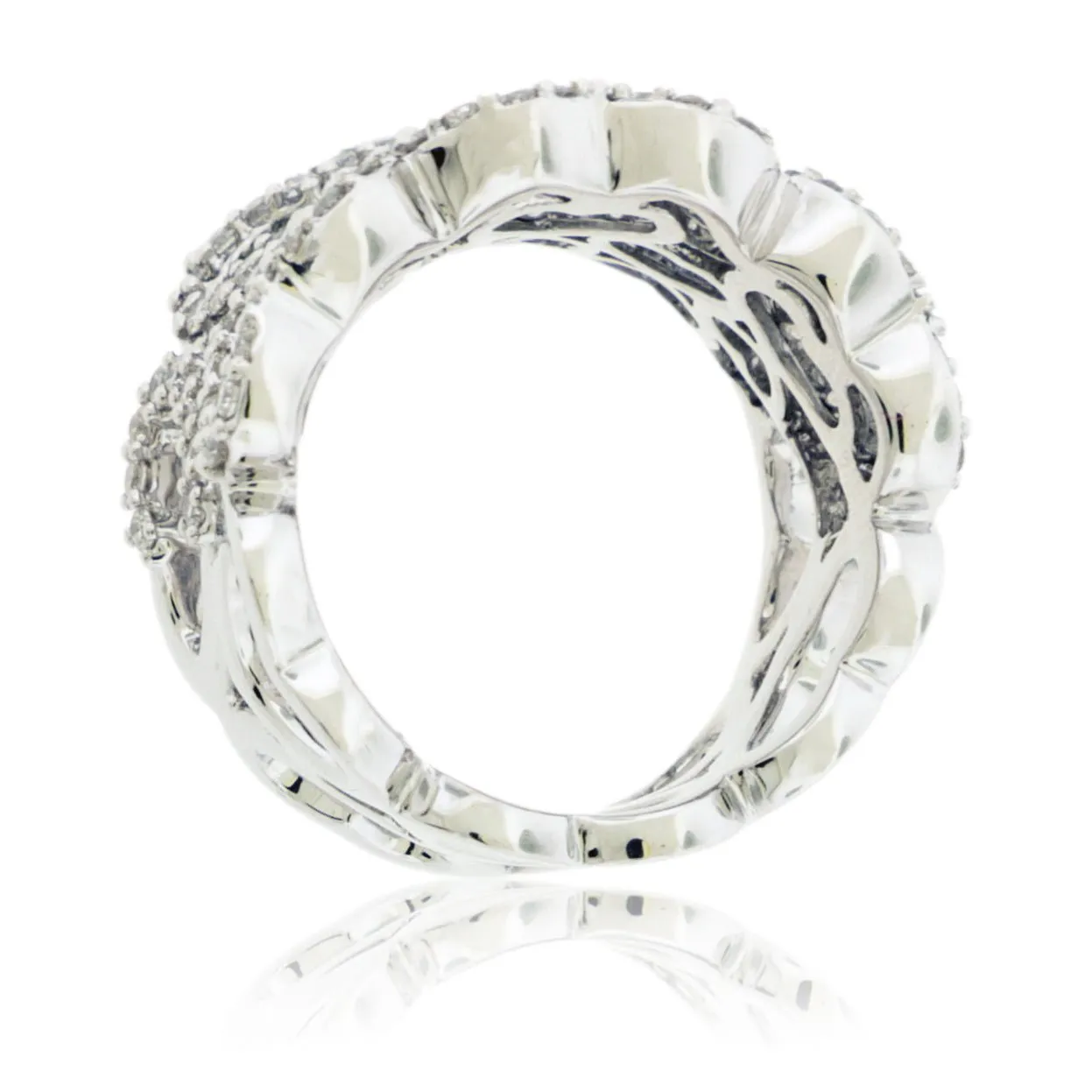 Baguette & Round Diamond Cluster Heart Style Ring