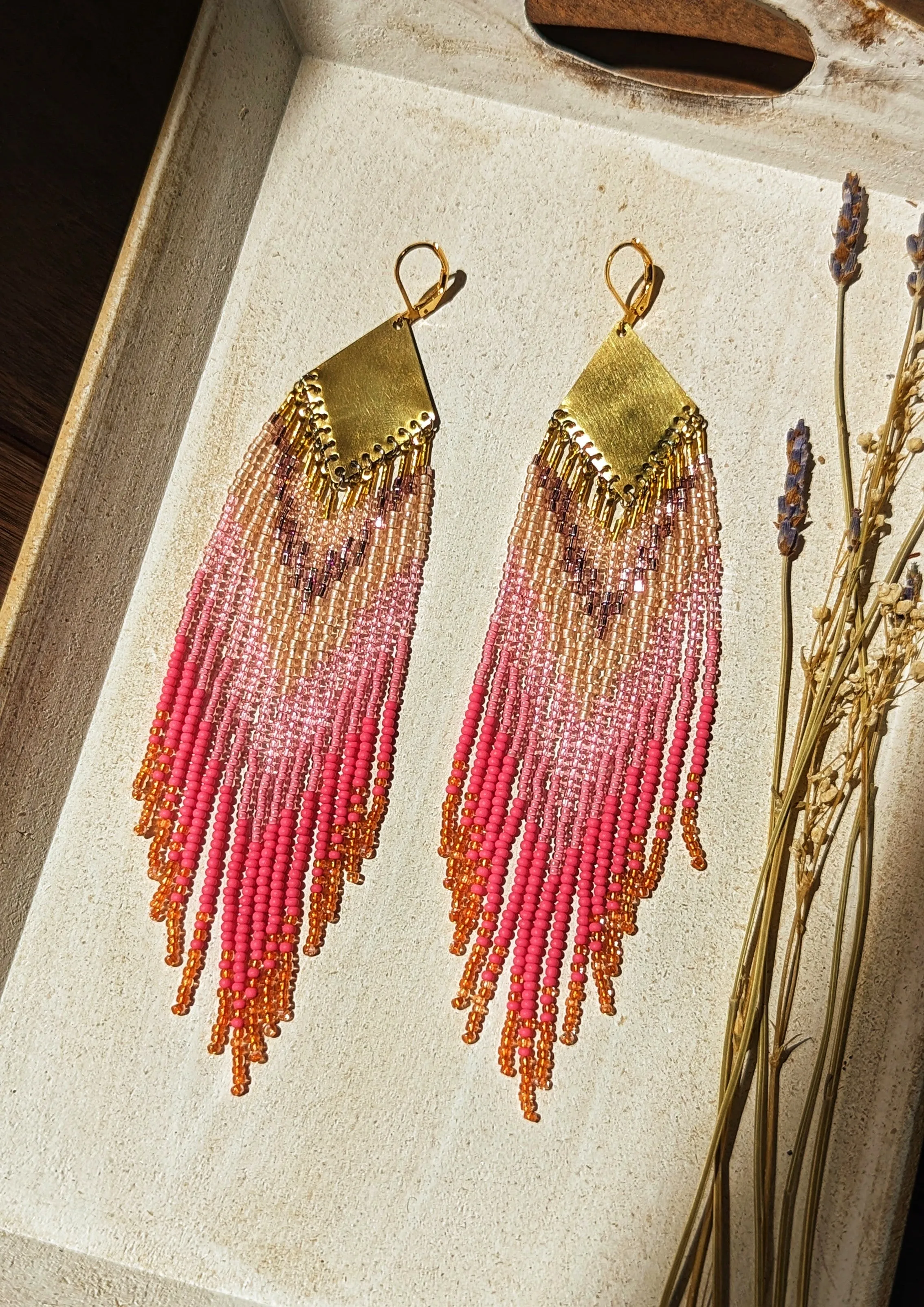 Barbie Inspired Pink Seed Bead Earrings