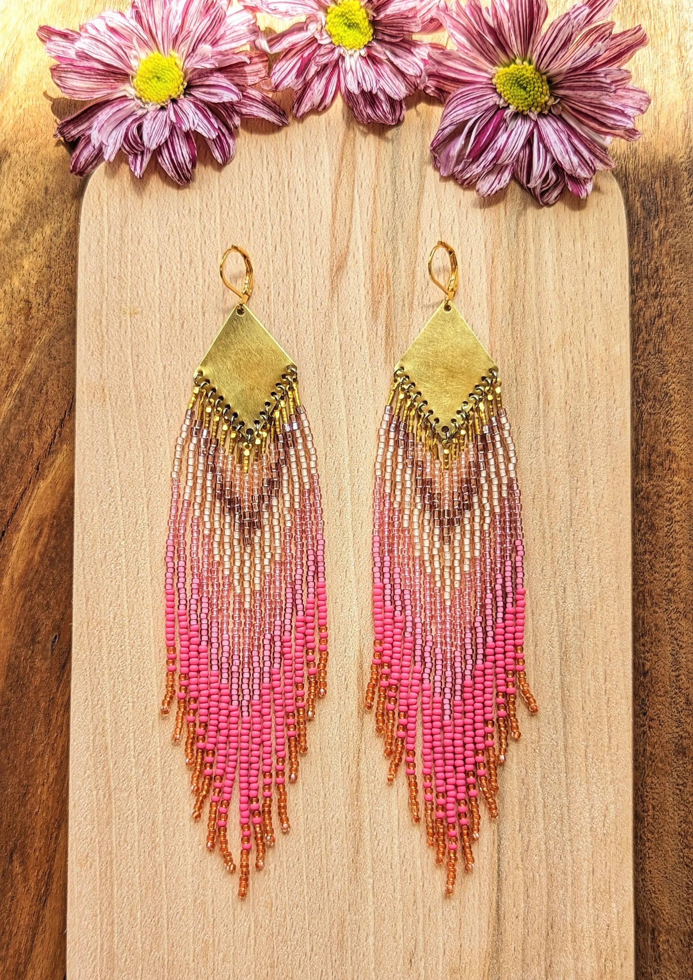 Barbie Inspired Pink Seed Bead Earrings