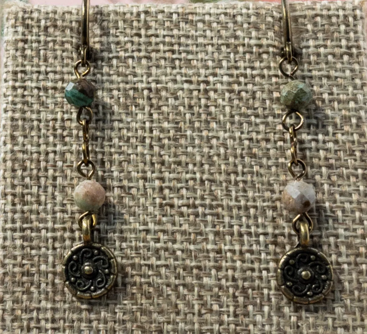 Beaded Turquoise Dangle Earrings