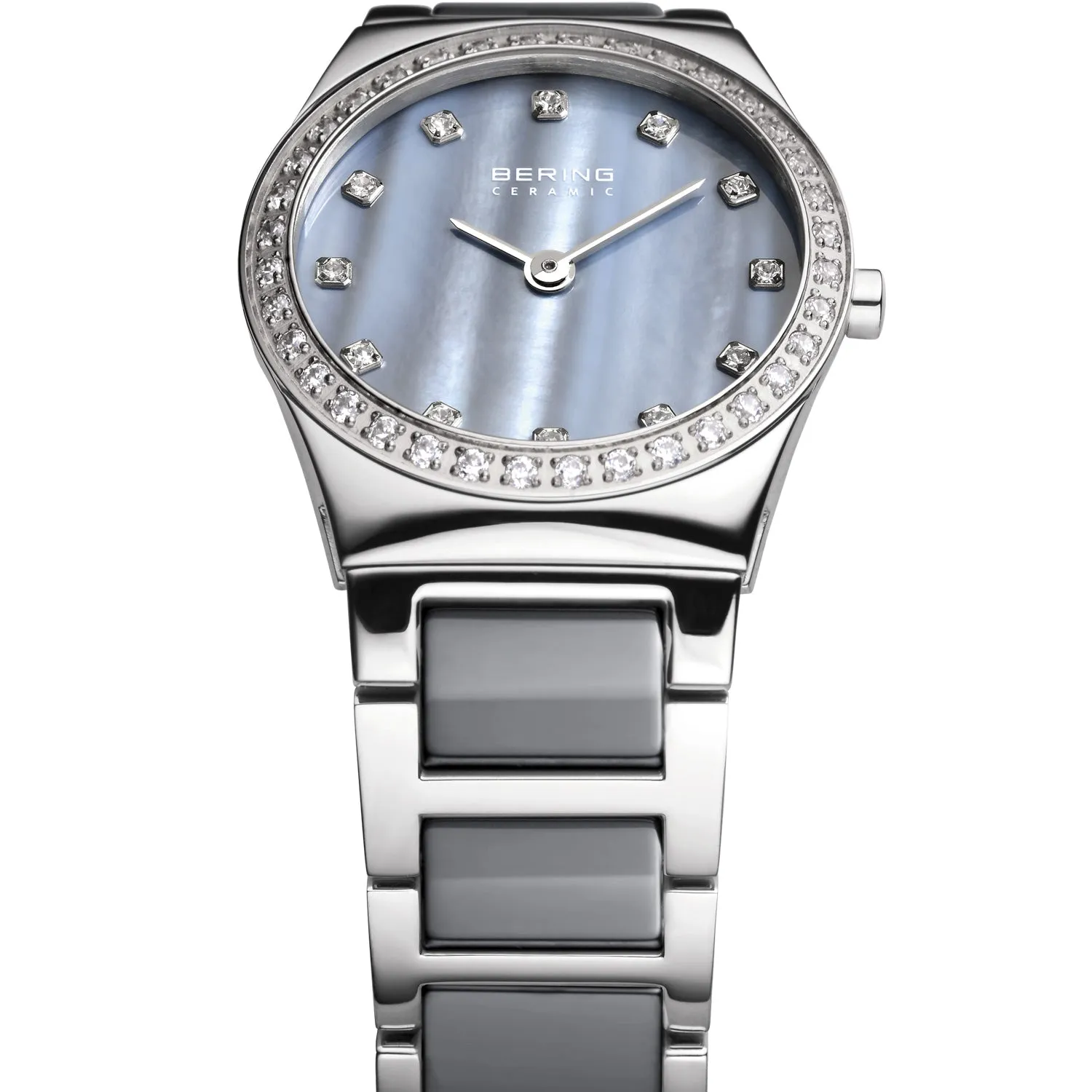 Bering Ceramic Grey & Stainless Steel Ladies Watch with Grey Mother of Pearl Dial