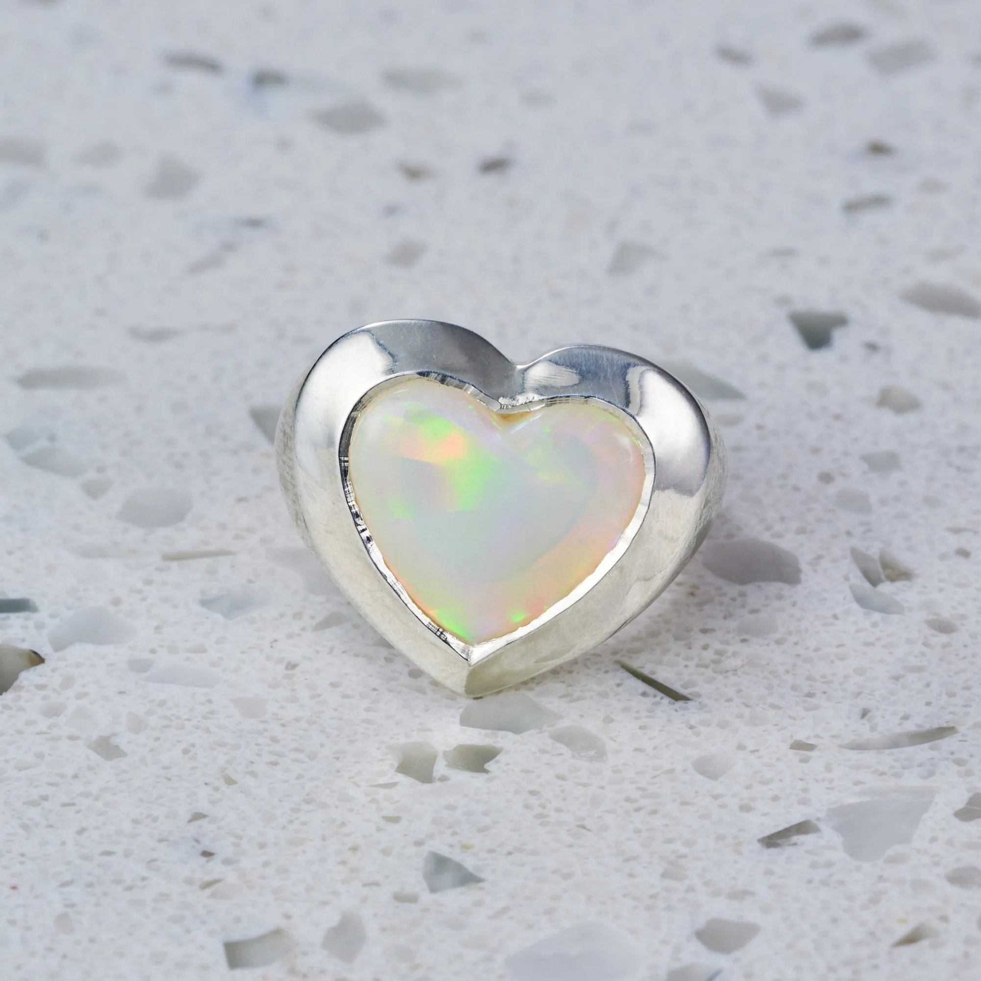 Big Opal Heart Ring
