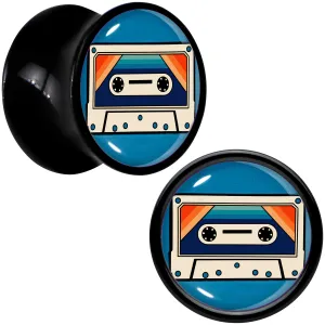 Black Acrylic Retro Cassette Double Flare Plug Set
