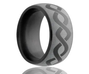Black Laser Engraved Infinity Ceramic Ring