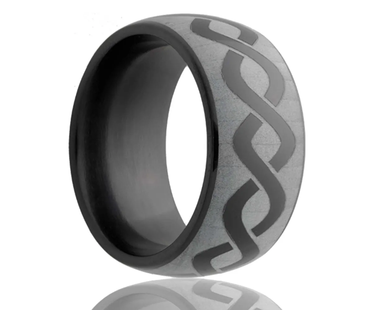Black Laser Engraved Infinity Ceramic Ring