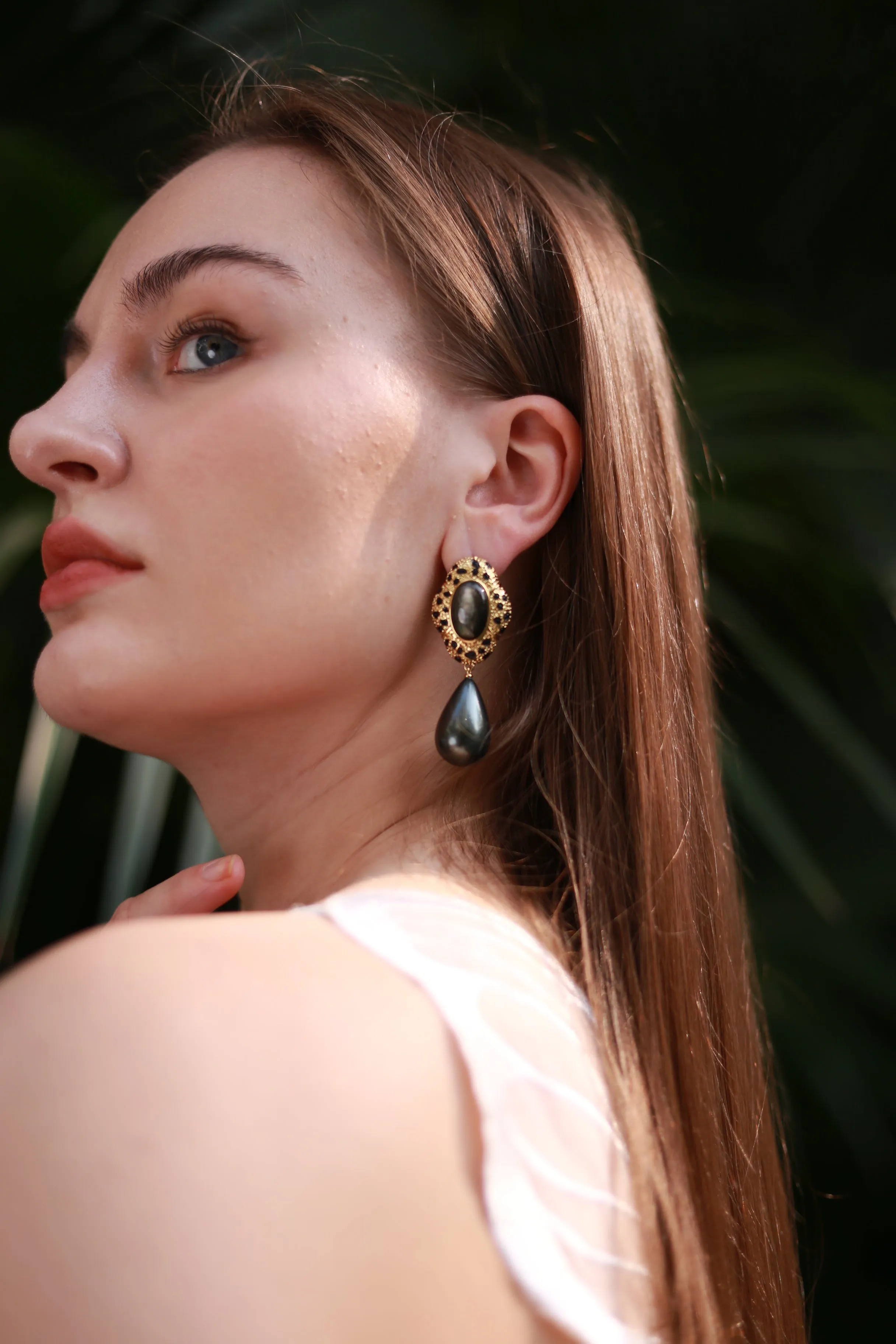 Black Leopard Drop Earrings