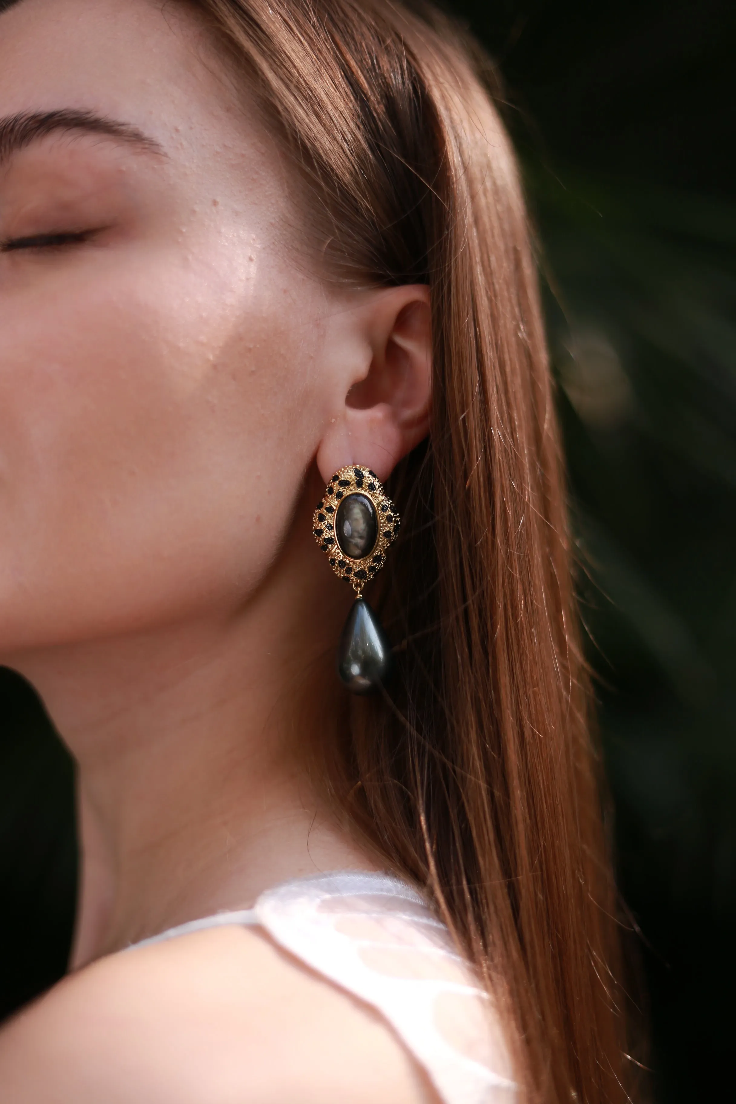 Black Leopard Drop Earrings