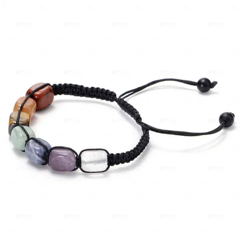 Boho 7 Chakra Healing Beaded Bracelets For Women Men 8mm Reiki Prayer Balance Beads Bracelet Adjustable Braided Bangles Jewelry