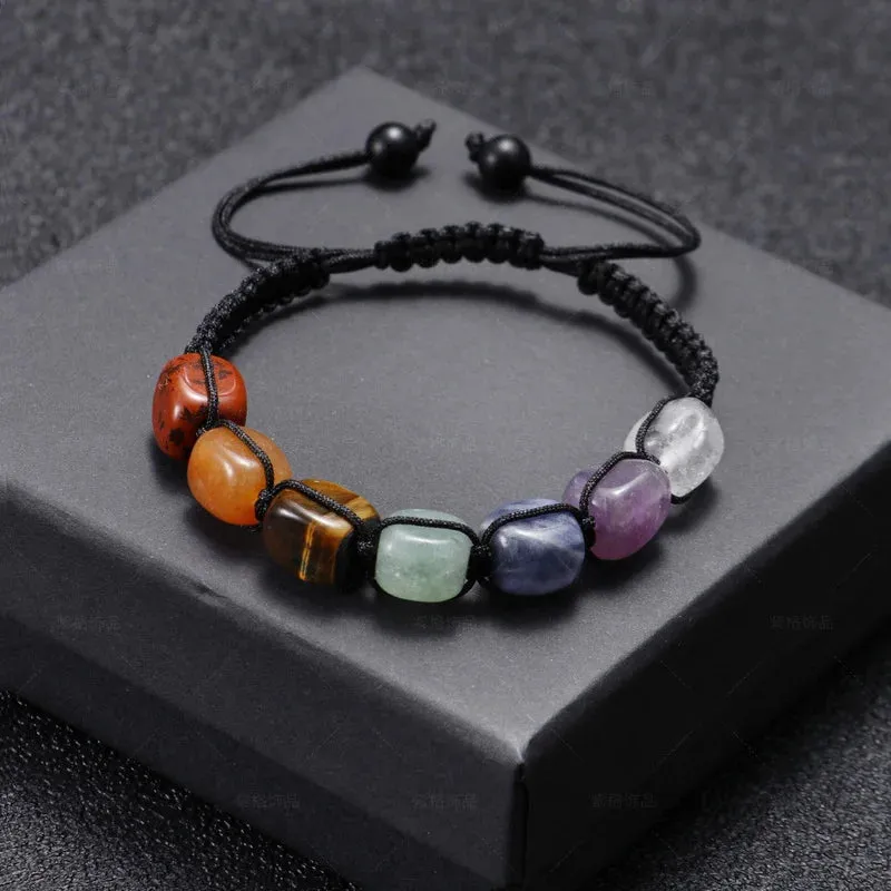 Boho 7 Chakra Healing Beaded Bracelets For Women Men 8mm Reiki Prayer Balance Beads Bracelet Adjustable Braided Bangles Jewelry