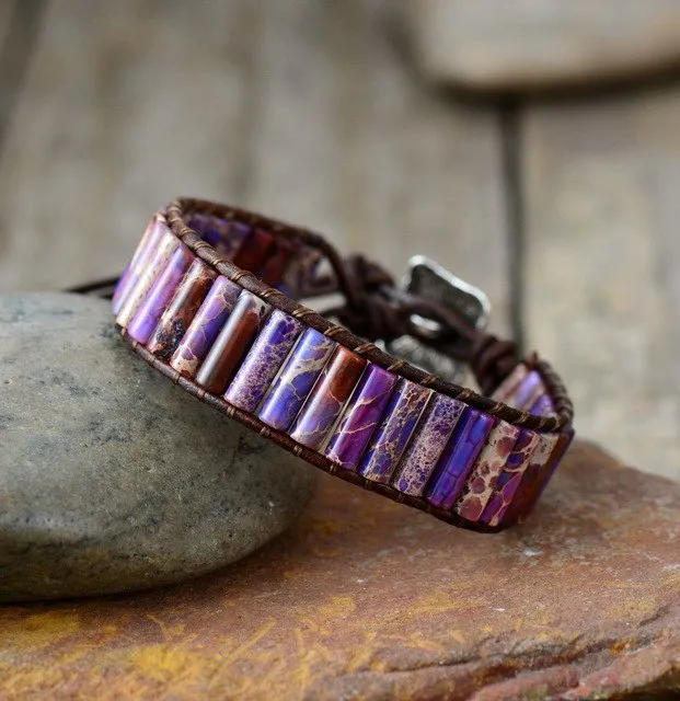 Boho Bracelet Tube Shape Natural Stone Single
