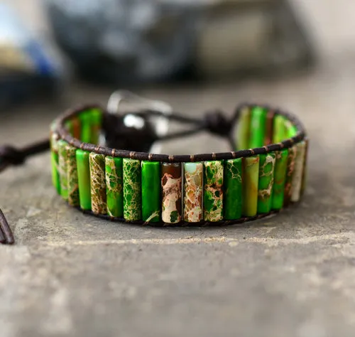 Boho Bracelet Tube Shape Natural Stone Single