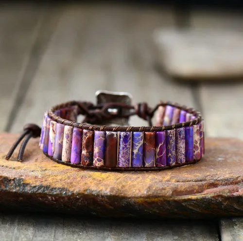 Boho Bracelet Tube Shape Natural Stone Single