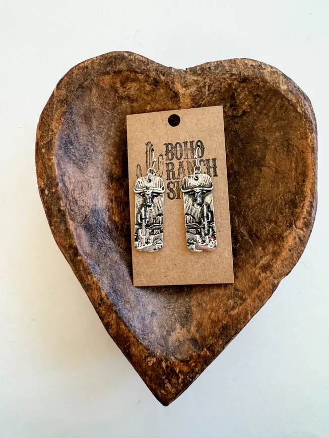 Boho Ranch Western Pendant Dangle Earrings #778723225M