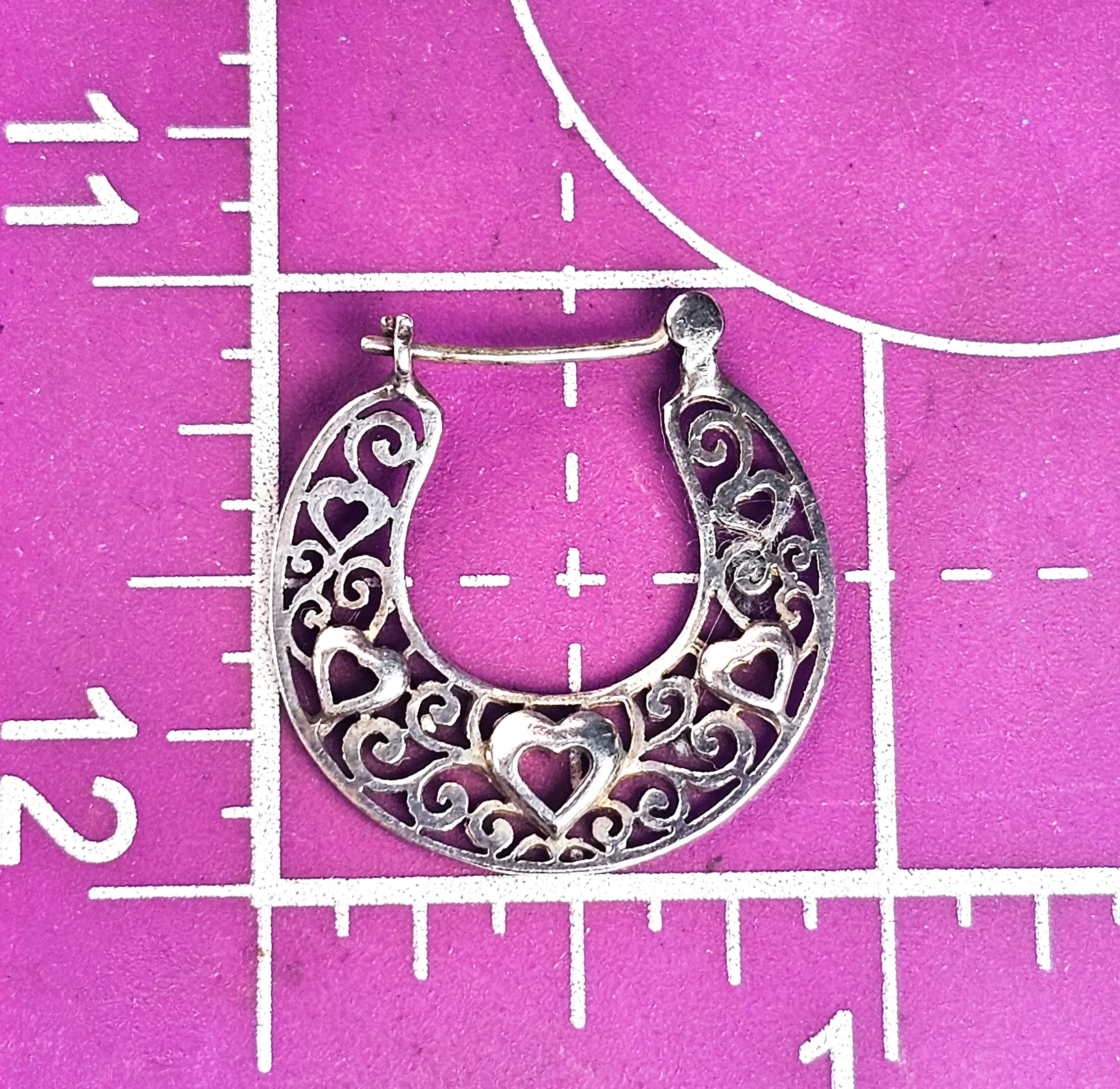 Boma filigree heart open work lever back vintage sterling silver retro earrings