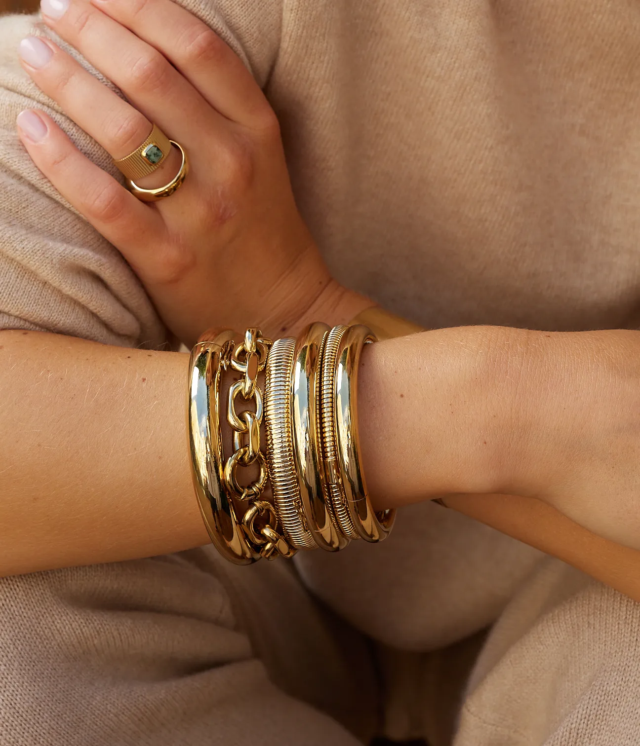 Bracelet Jonc Opale (Acier doré)
