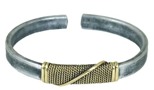 BRACELETS - Set of 12 Flat Silver & Gold Twist Bracelets *SPECIAL BUY*