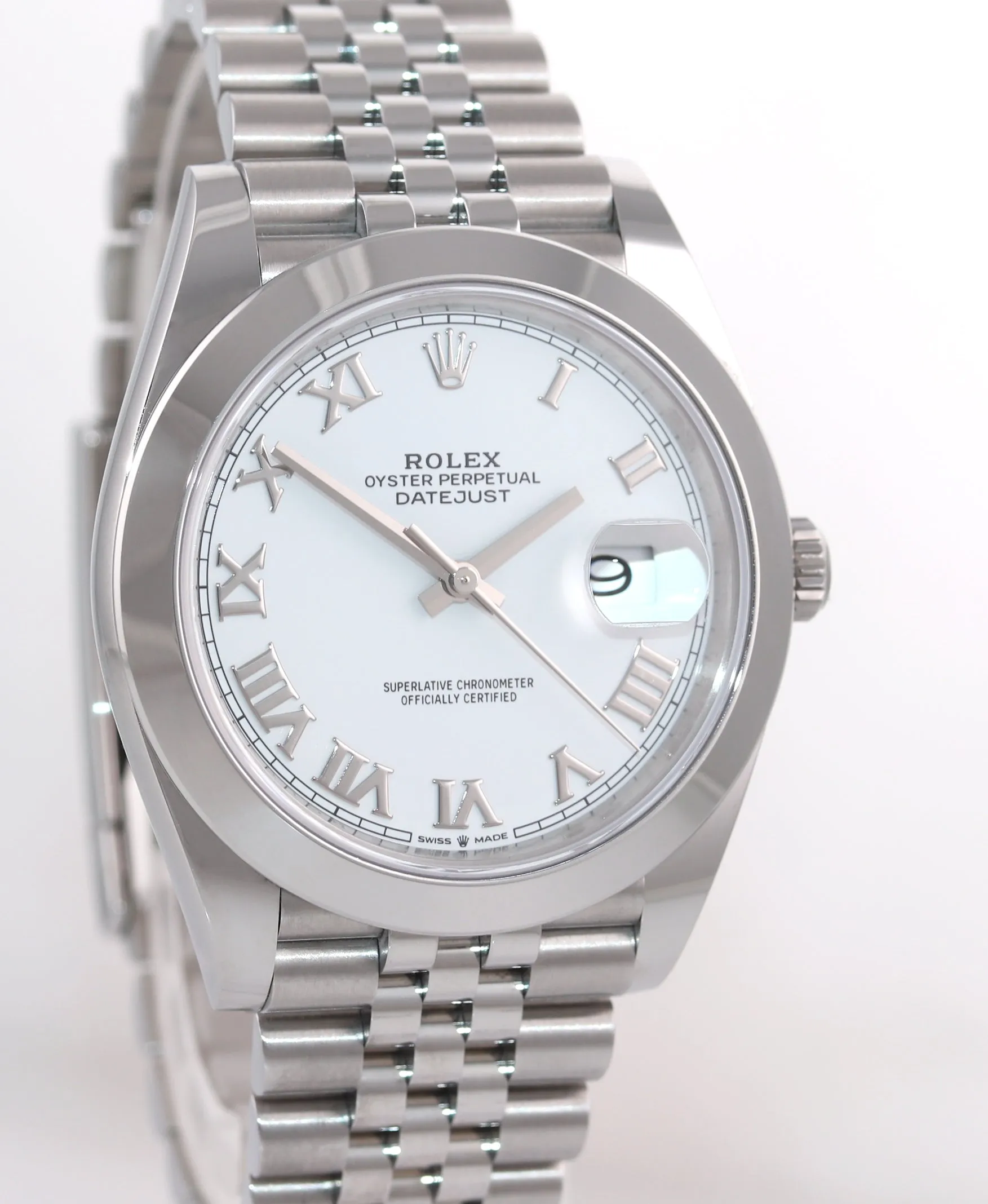 BRAND NEW 2020 PAPERS Rolex DateJust 41 Steel 126300 White Roman Jubilee Watch