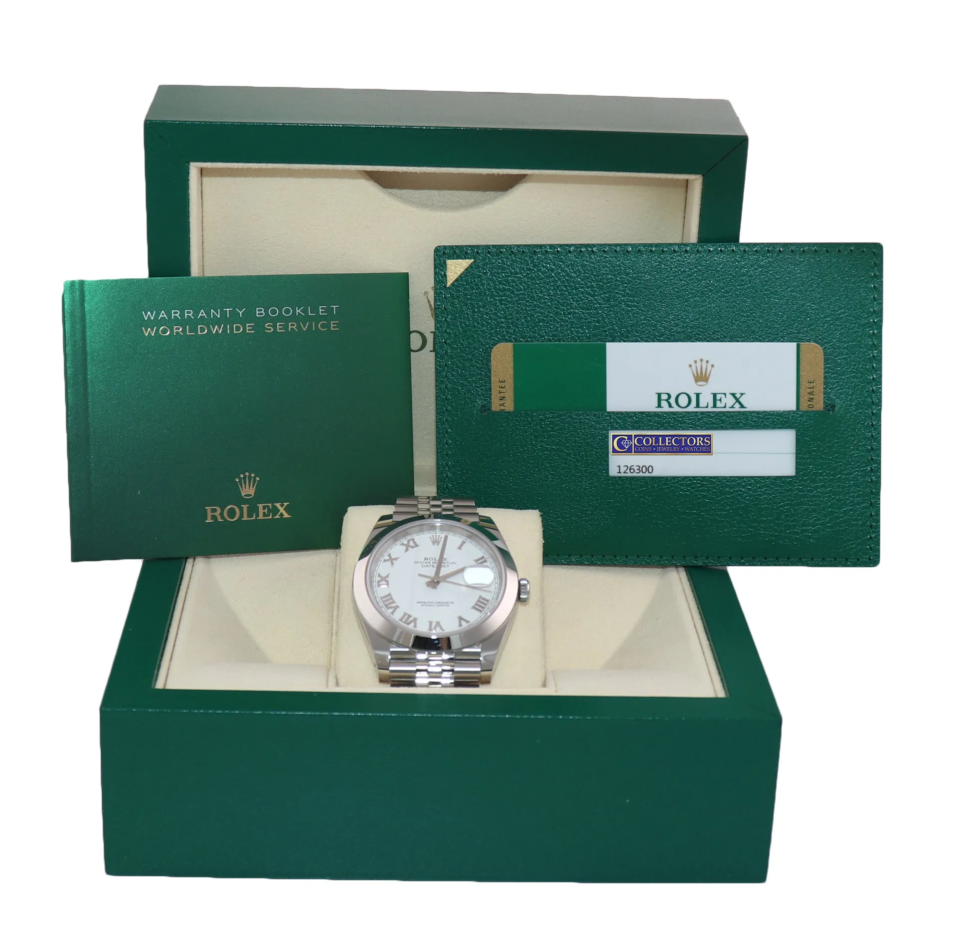 BRAND NEW 2020 PAPERS Rolex DateJust 41 Steel 126300 White Roman Jubilee Watch