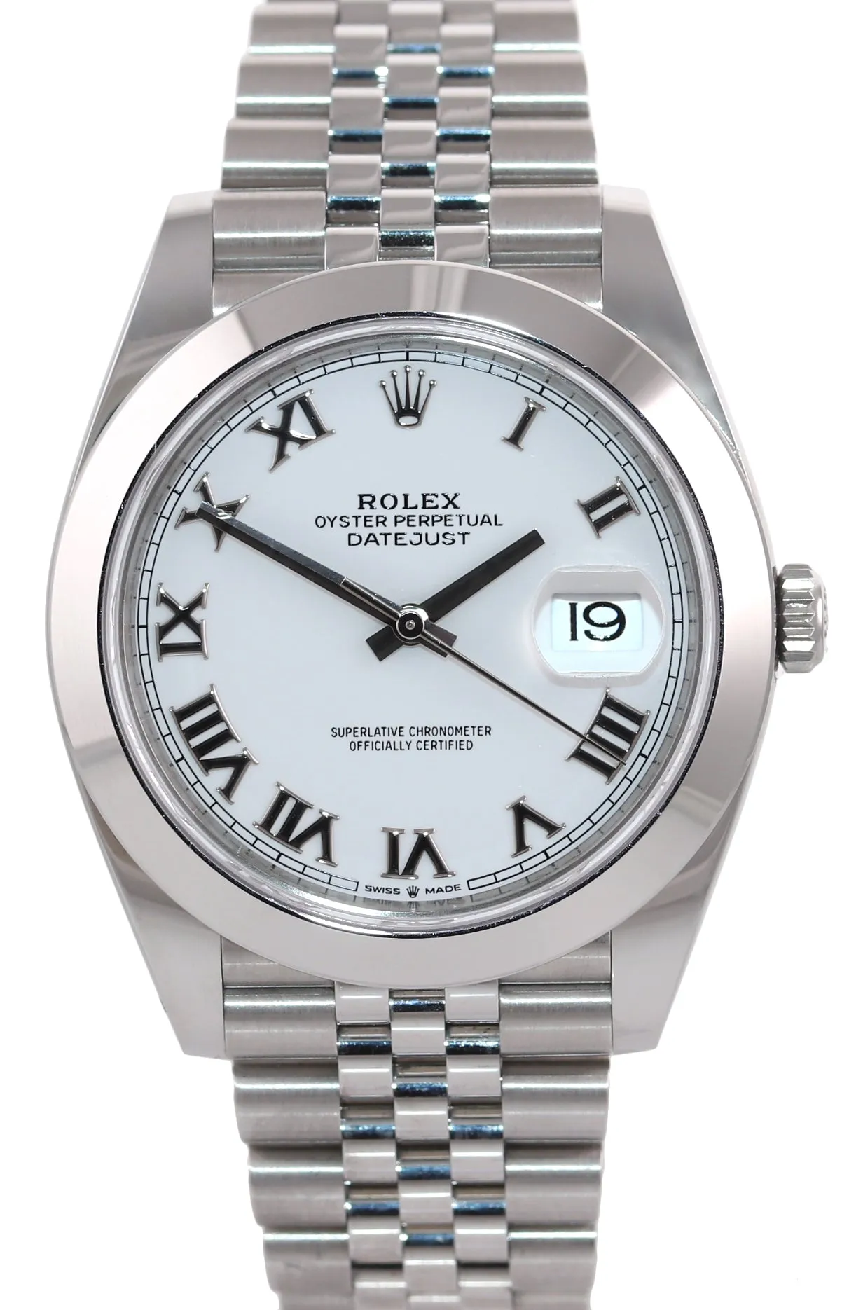 BRAND NEW 2020 PAPERS Rolex DateJust 41 Steel 126300 White Roman Jubilee Watch