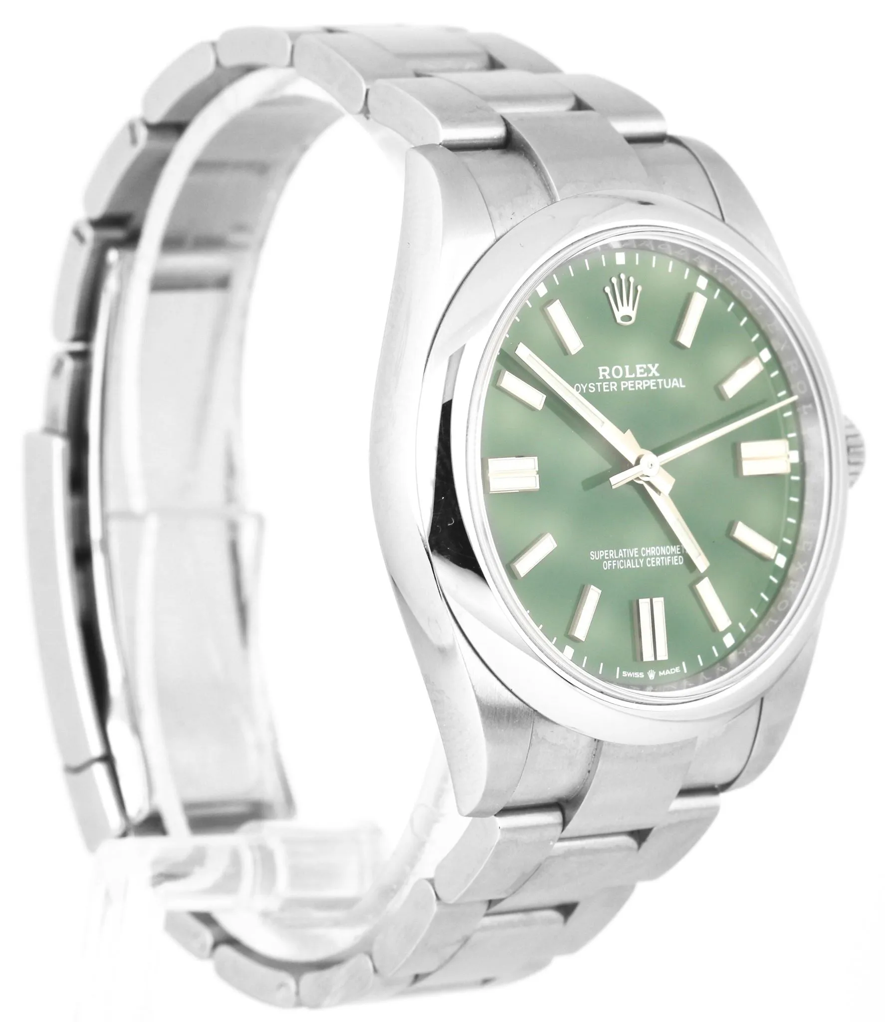 BRAND NEW 2021 CARD Rolex Oyster Perpetual 41mm GREEN Oyster Steel Watch 124300