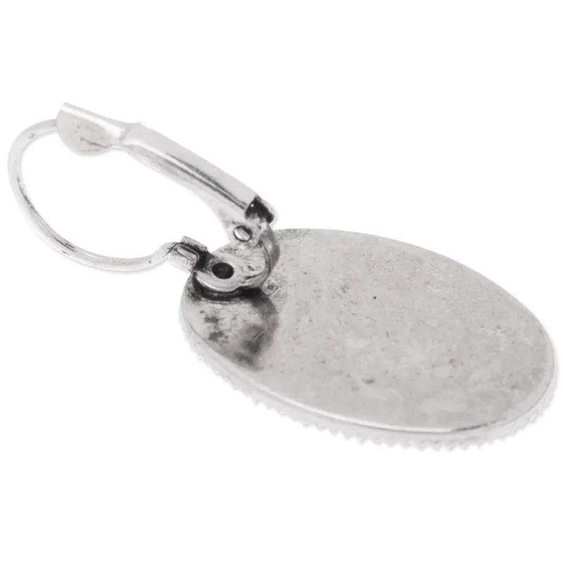 Brass French Lever Back with 18x25mm oval bezel,Earrings Blank,antique Silver plated,50pcs/lot