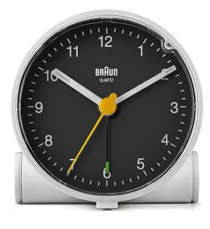 Braun Classic Alarm Clock with Snooze and Light, Crescendo Beep Alarm in White and Black - BC01WB