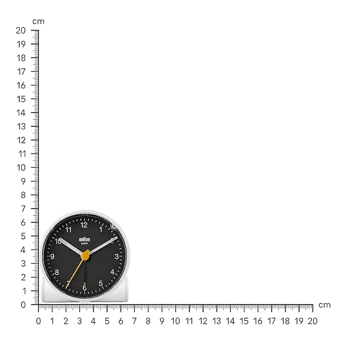 Braun Classic Alarm Clock with Snooze and Light, Crescendo Beep Alarm in White and Black - BC01WB
