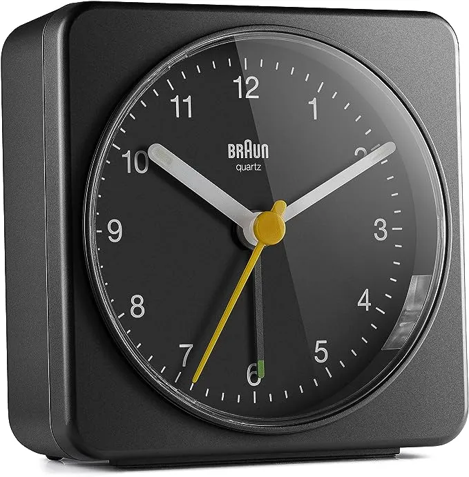 Braun Classic Clock with Snooze and Light, Crescendo Beep in Black - BC03B