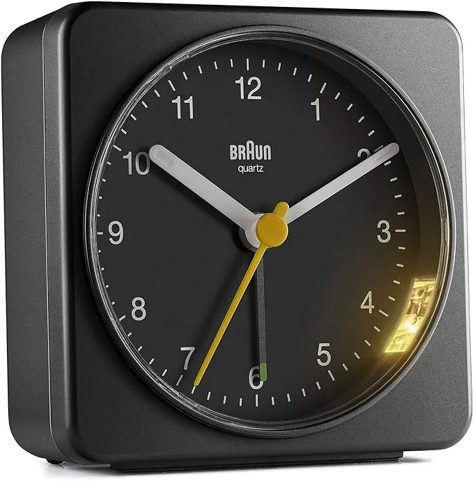 Braun Classic Clock with Snooze and Light, Crescendo Beep in Black - BC03B