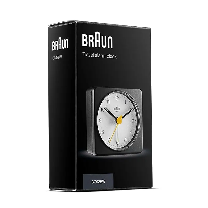 Braun Classic travel Alarm Clock with Snooze and Light, Crescendo Beep Alarm - BC02XBW