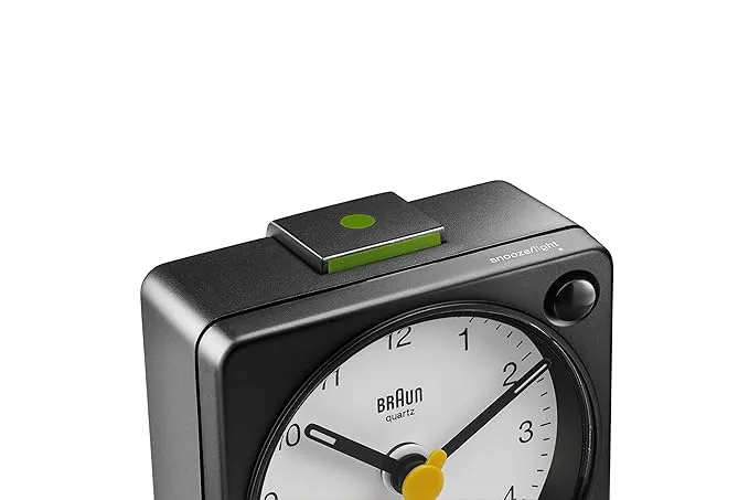 Braun Classic travel Alarm Clock with Snooze and Light, Crescendo Beep Alarm - BC02XBW