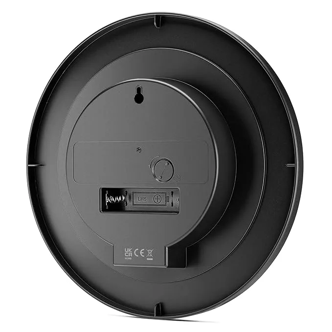 Braun Classic Wall Clock with Quiet Quartz Movement, Easy To Read, 20cm Diameter in Black - BC06B