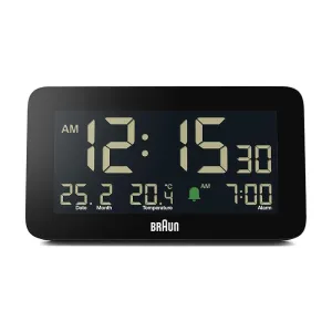 Braun Digital Clock with Date, Month and Temperature Displayed, Negative LCD Display- BC10B