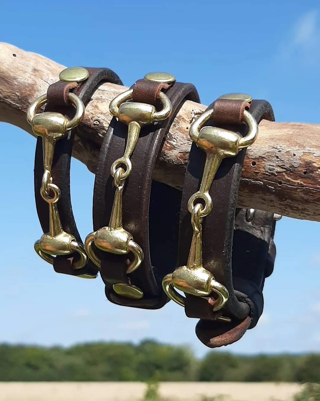 Bridle leather snaffle bracelets