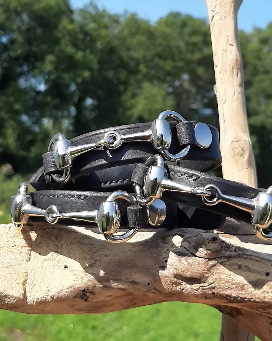 Bridle leather snaffle bracelets