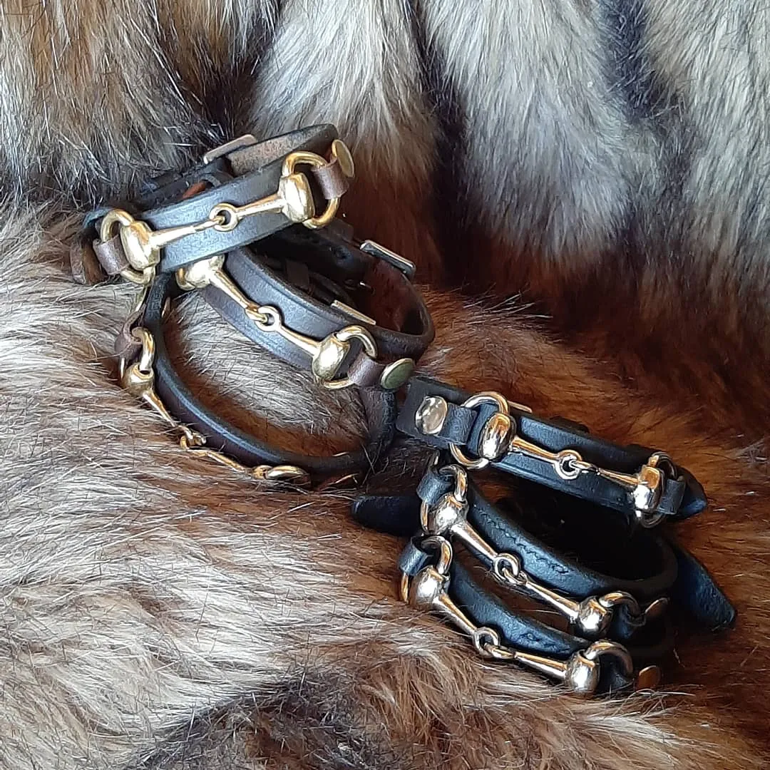 Bridle leather snaffle bracelets