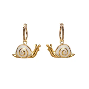 Bright Golden Snail Huggie Earrings