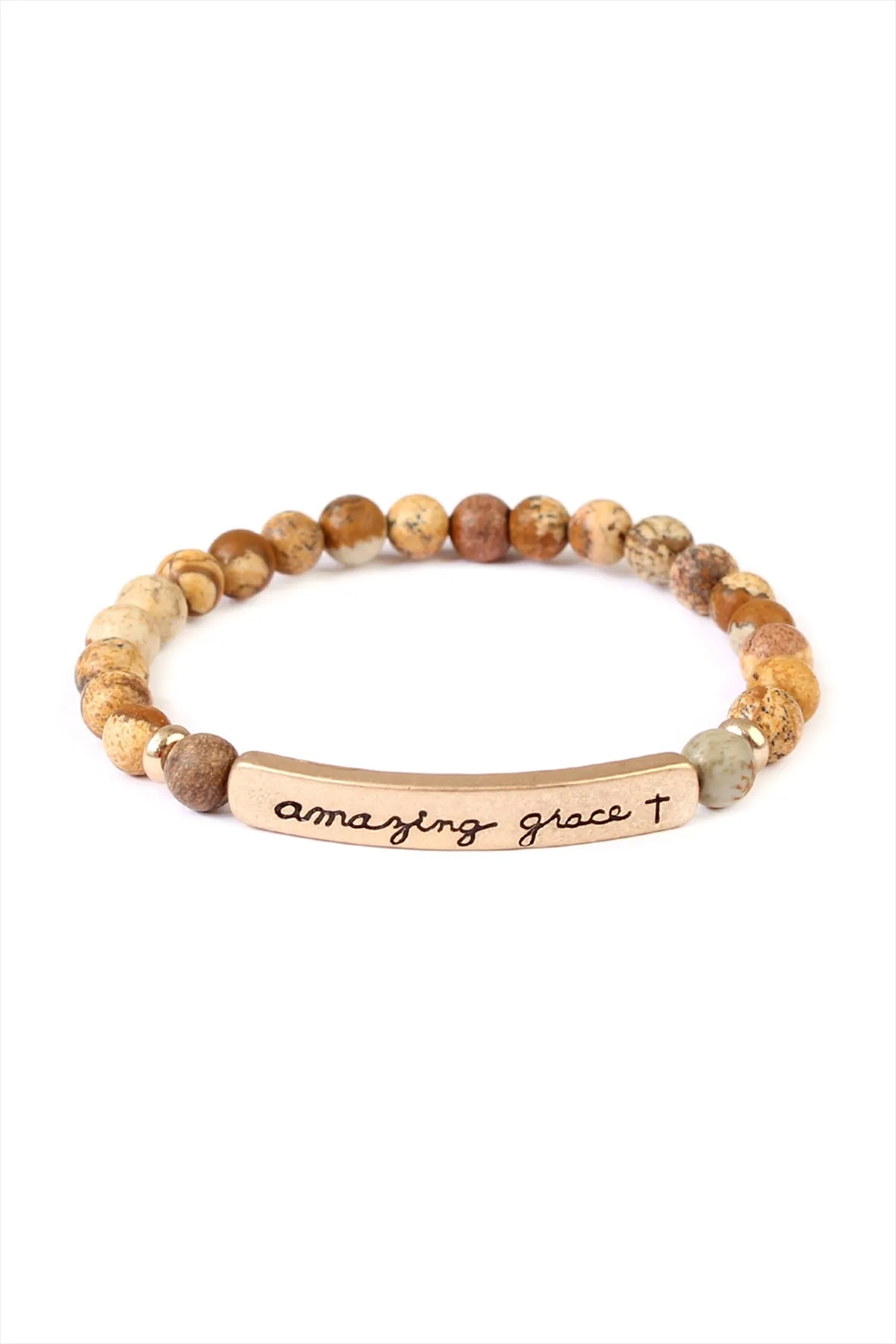 BROWN AMAZING GRACE 6mm NATURAL STONE BRACELET