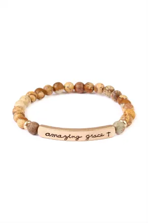 BROWN AMAZING GRACE 6mm NATURAL STONE BRACELET