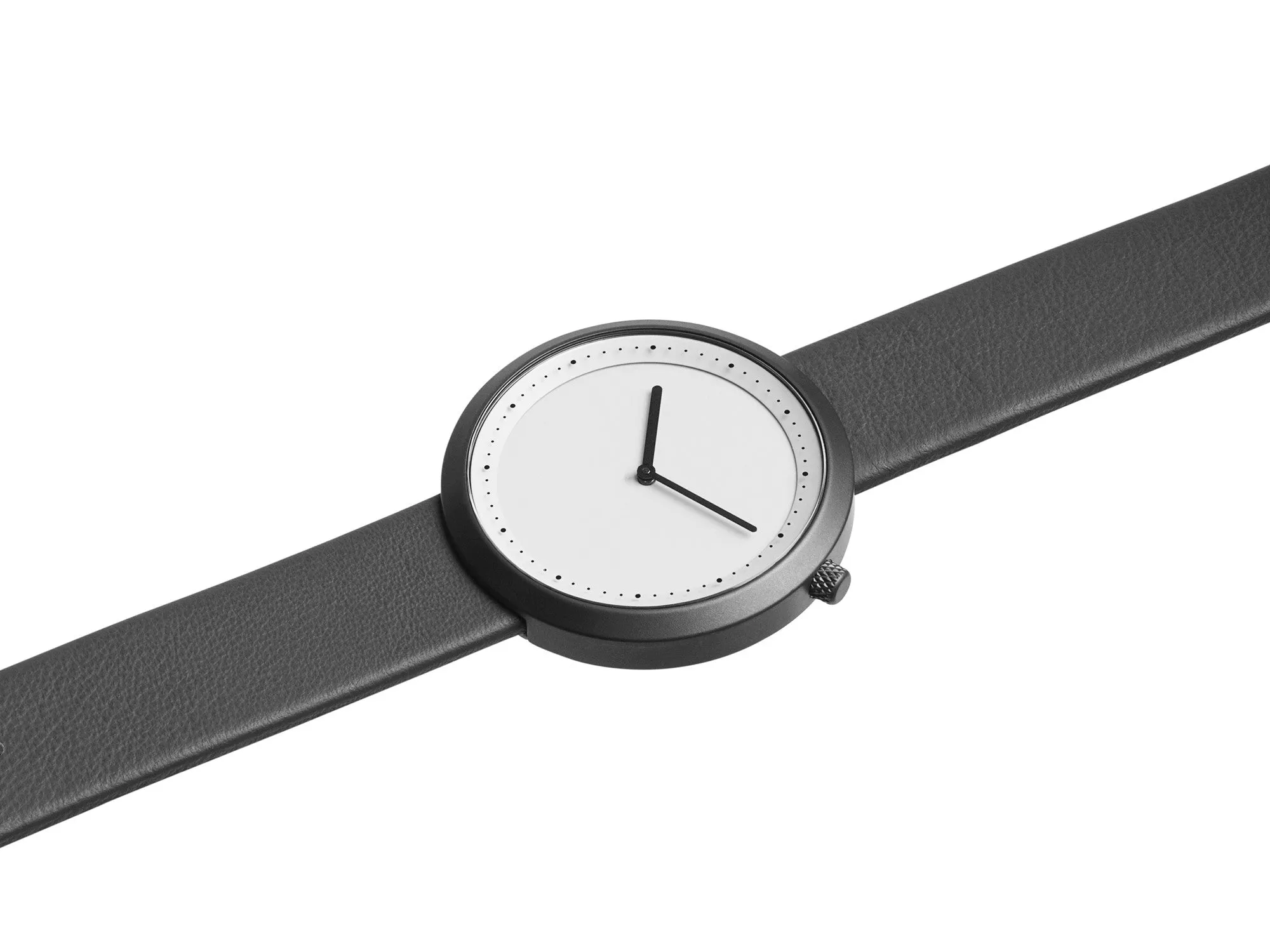 Bulbul Facette Gun Grey Steel on Grey Italian Leather Watch