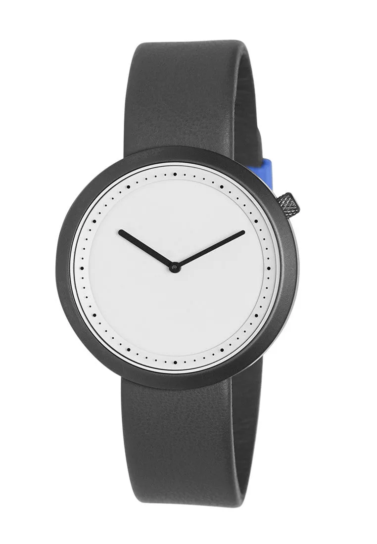 Bulbul Facette Gun Grey Steel on Grey Italian Leather Watch