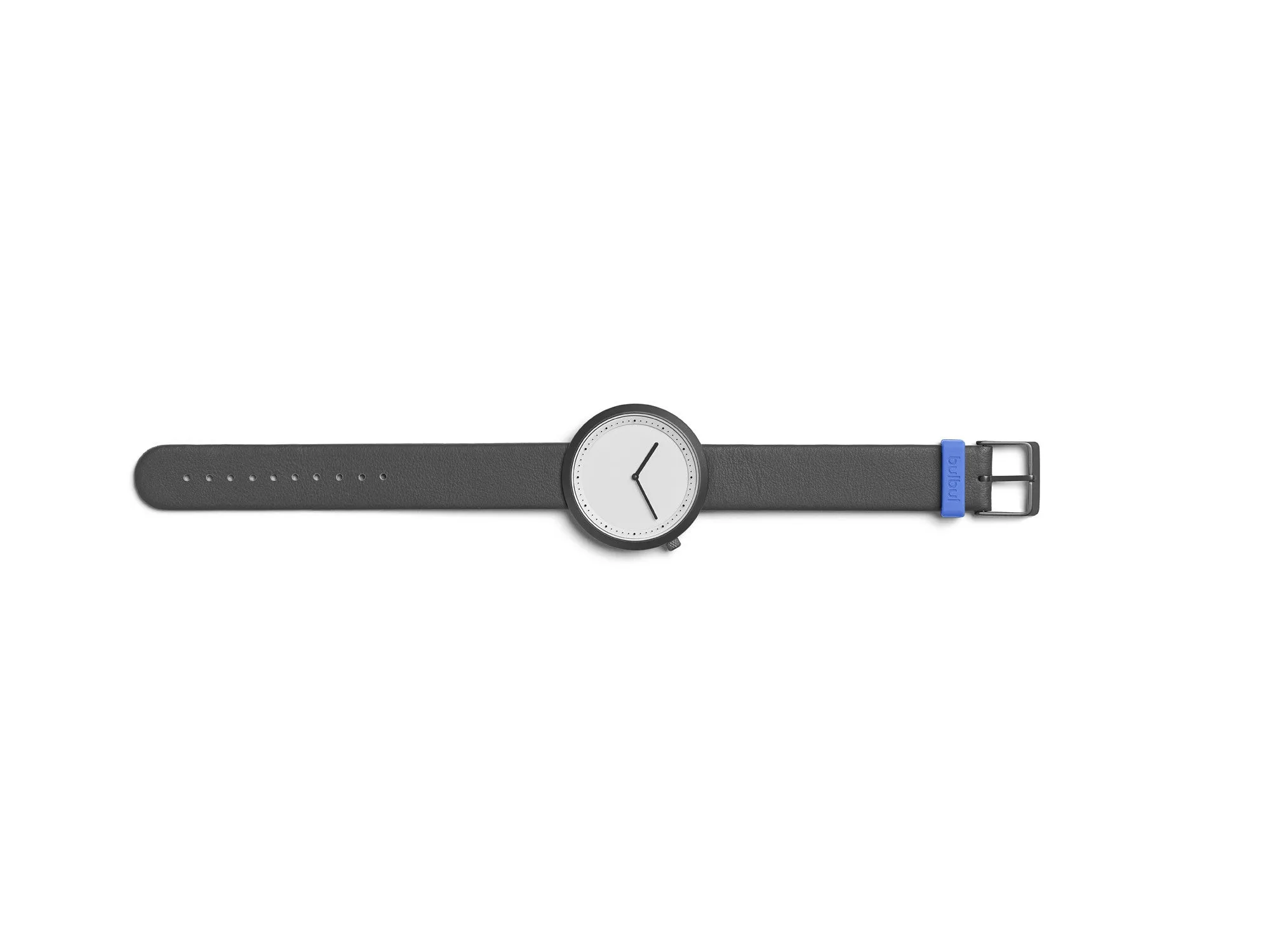 Bulbul Facette Gun Grey Steel on Grey Italian Leather Watch