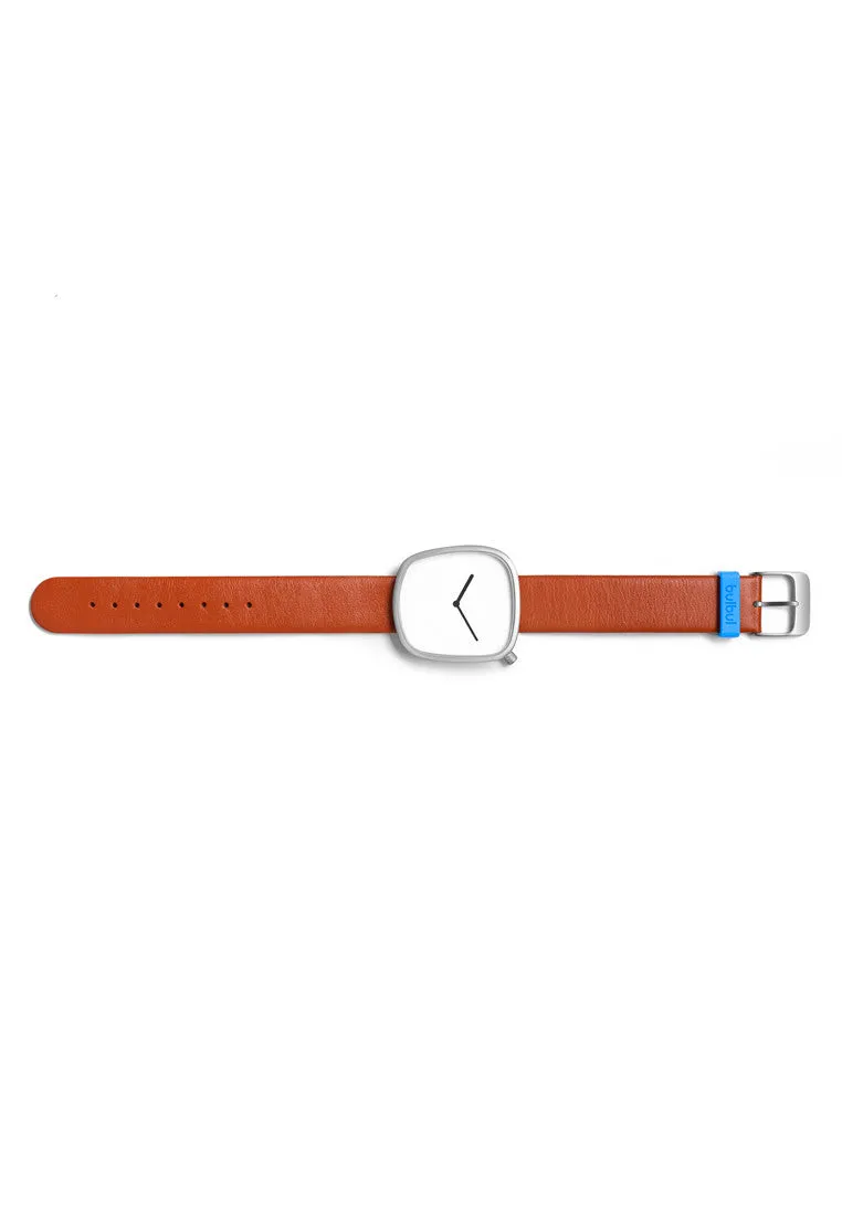 Bulbul Pebble Matte Steel on Brown Italian Leather Watch