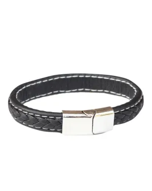 Burton Men's Plaited Leather Bracelet In Black