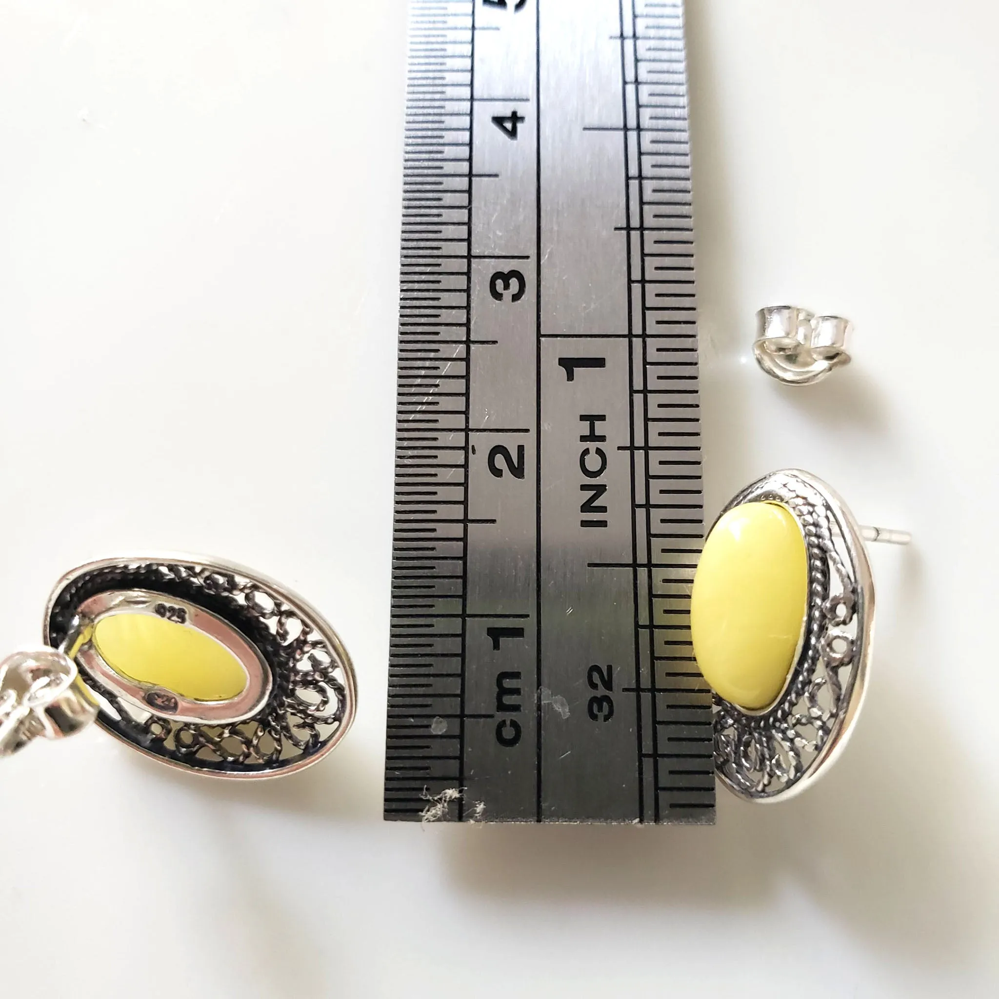 Butterscotch Amber Post Earrings in Sterling Silver