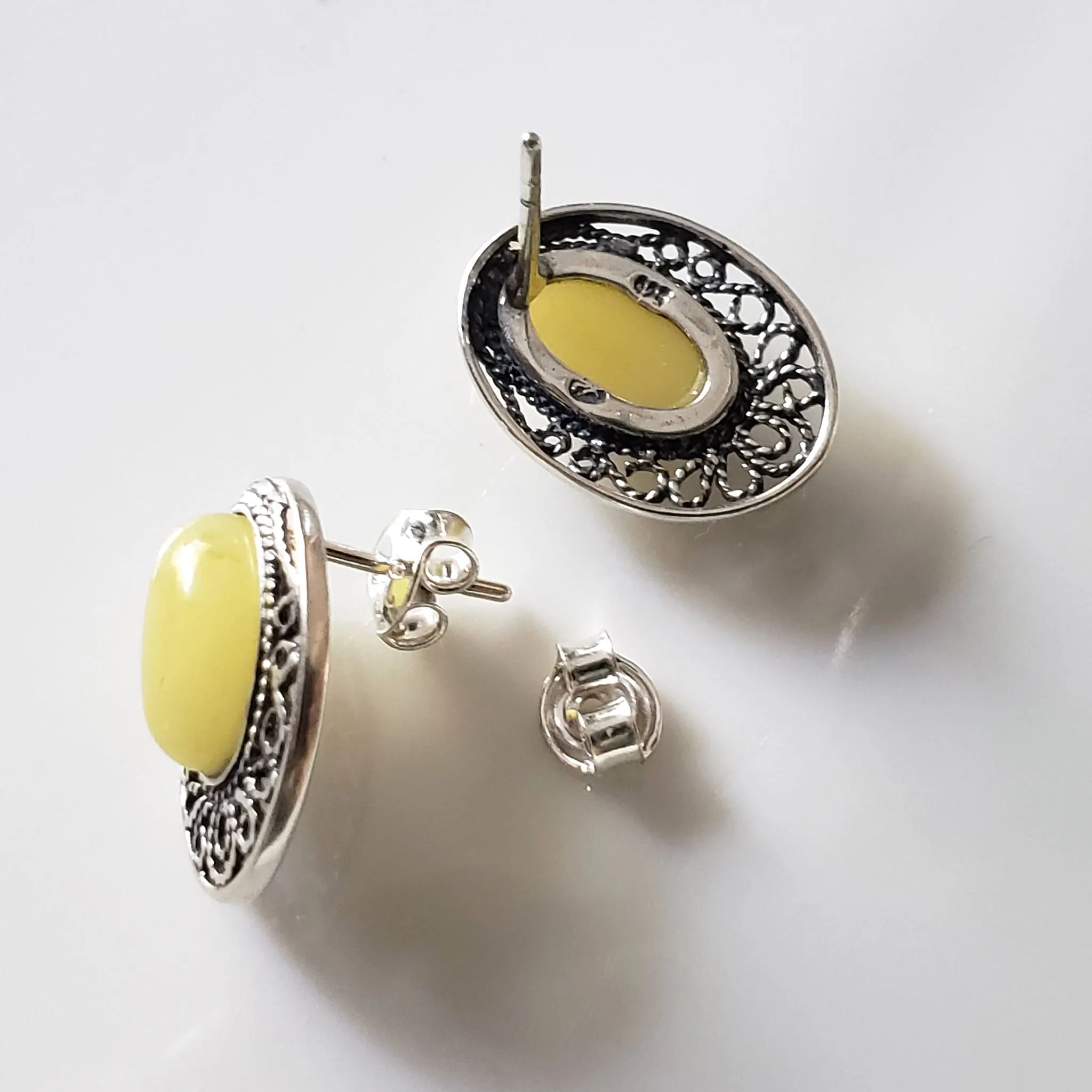 Butterscotch Amber Post Earrings in Sterling Silver