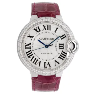 Cartier 18K White Gold Diamond Ballon Bleu 36mm Automatic Watch WE900651