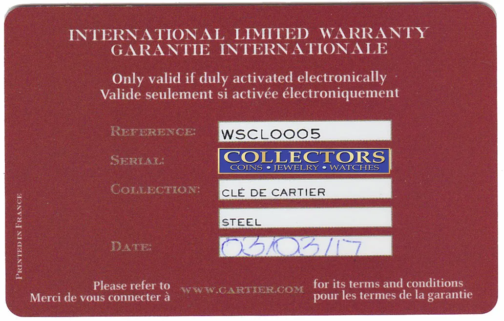 Cartier Clé Cle Automatic WSCL0005 3867 31mm Stainless Steel Watch Box Papers