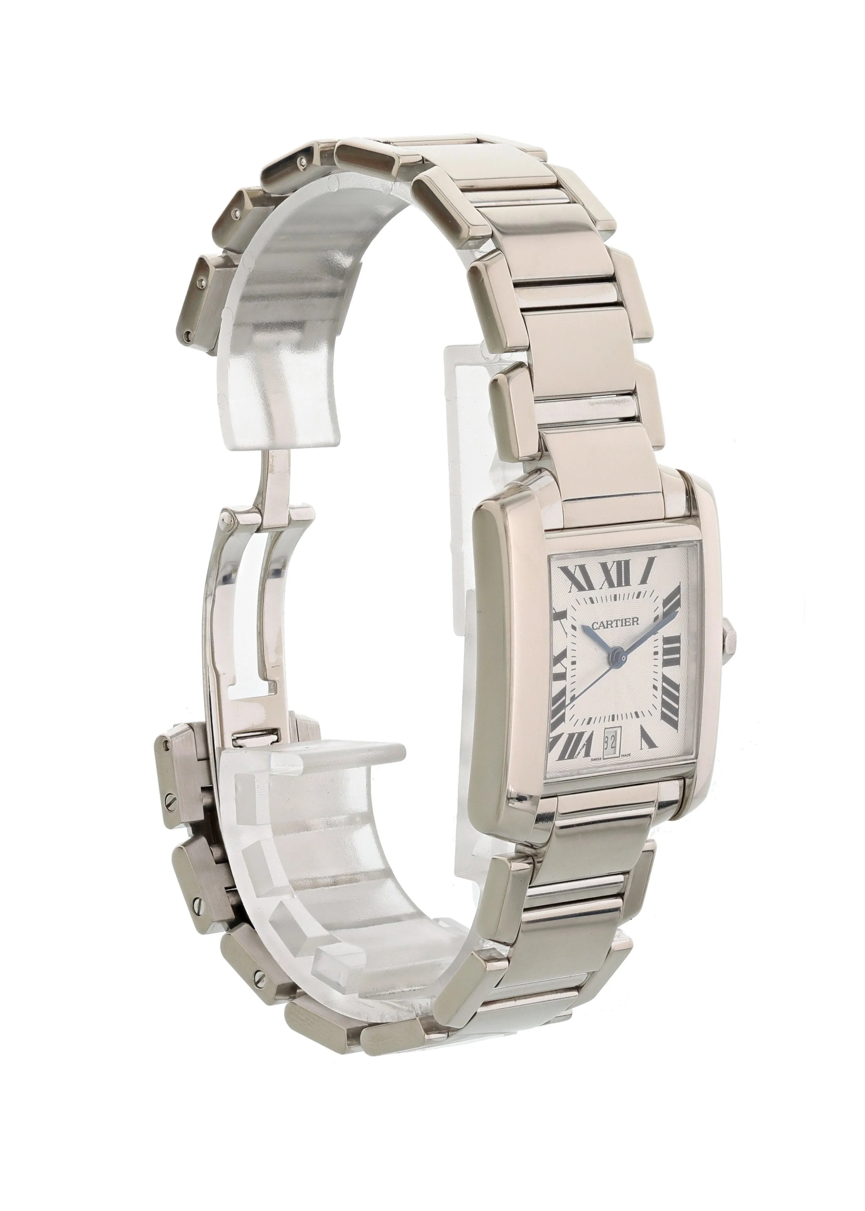 Cartier Tank Francaise W50011S3 18k White Gold Automatic Mens Watch